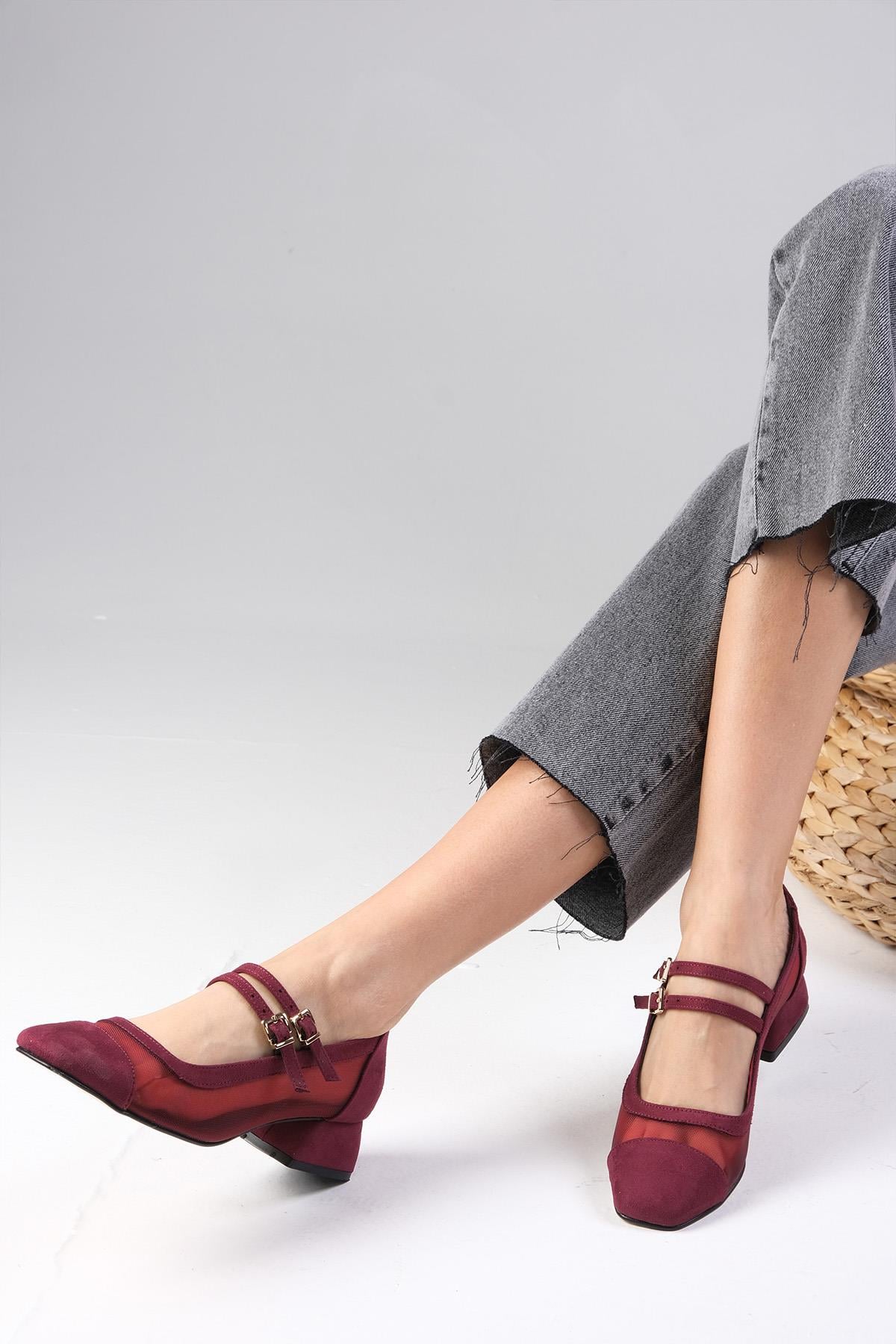 Isabel Burgundy Color Short Heels