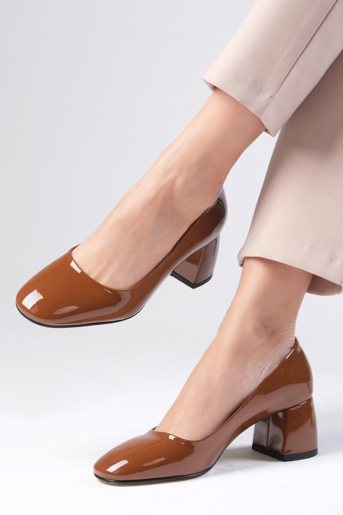 Jade Tan Patent Leather Heels