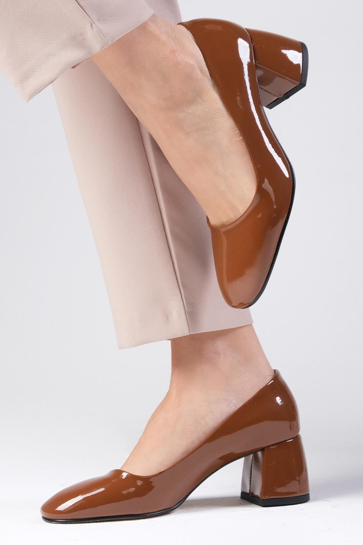 Jade Tan Patent Leather Heels