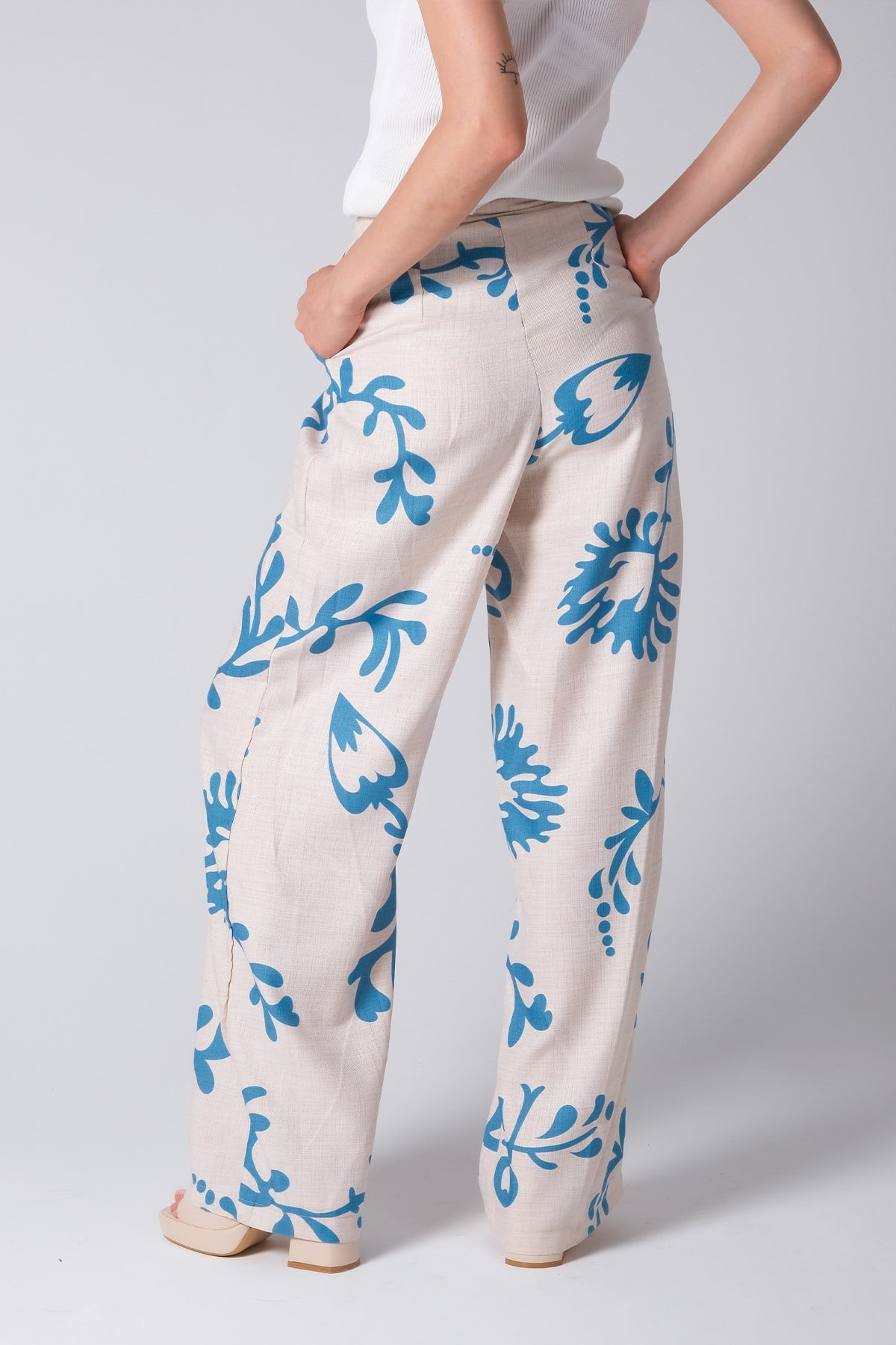 MIOROPA Mavi Renk Kadın Bol Paça Pantalon
