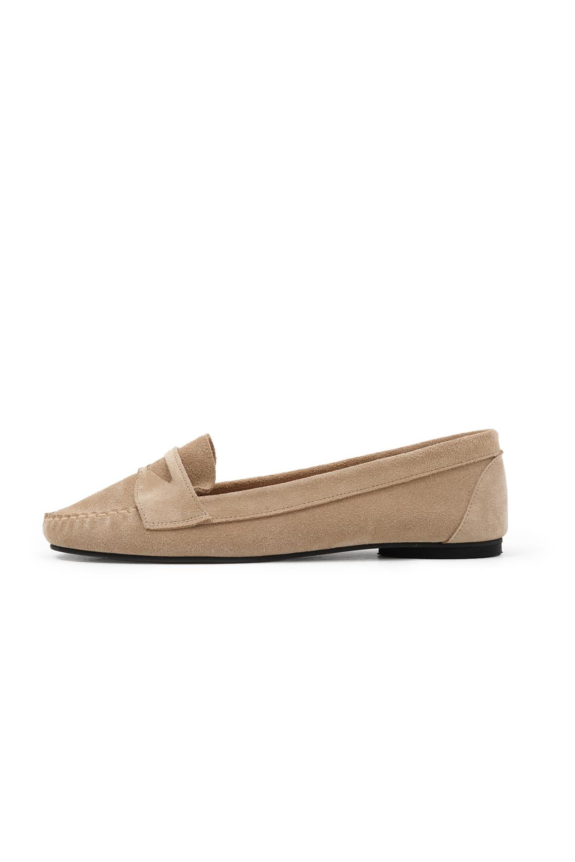 Capri Hakiki Süet Bej Renk Loafer