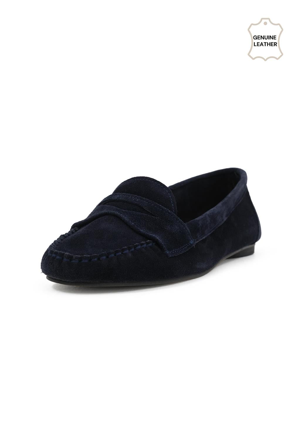 Capri Hakiki Süet Lacivert Renk Loafer