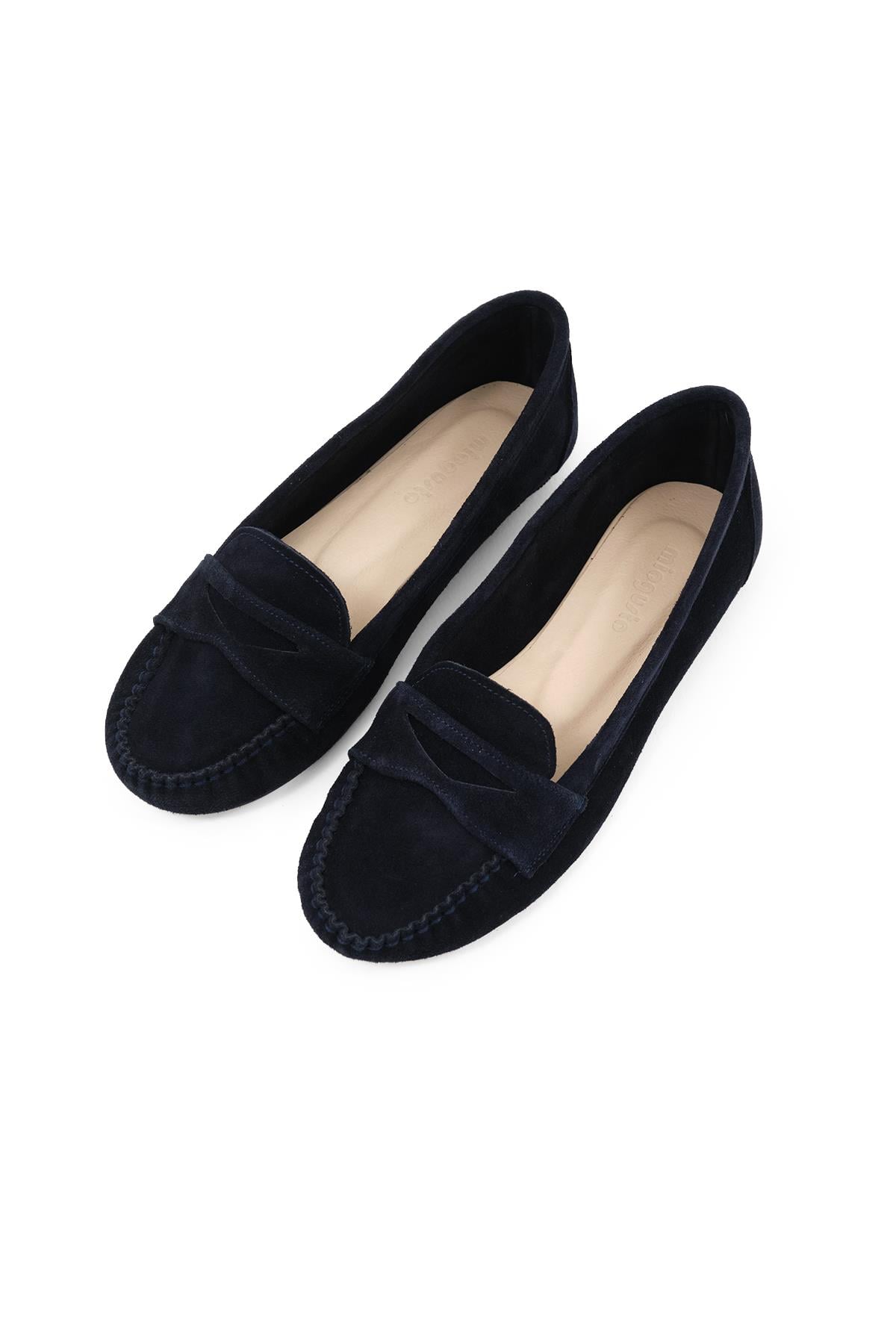 Capri Hakiki Süet Lacivert Renk Loafer