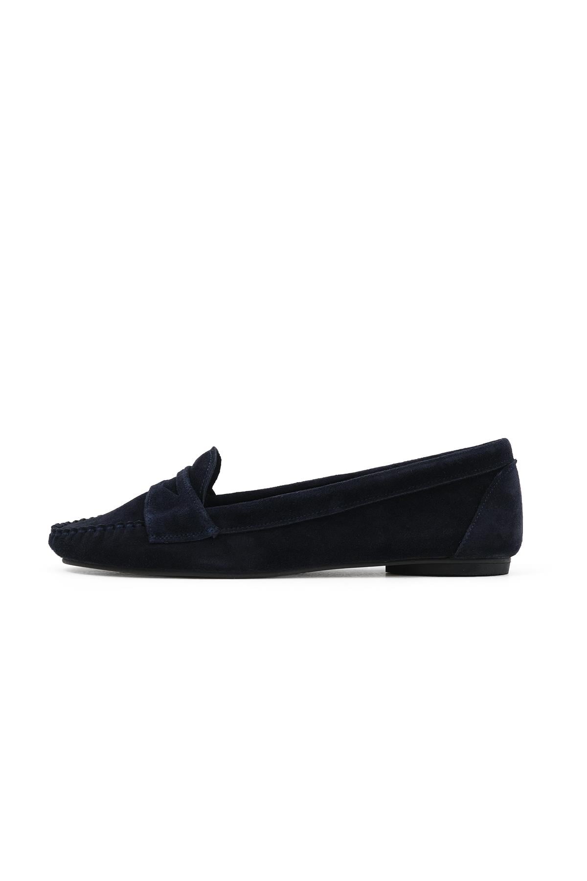 Capri Hakiki Süet Lacivert Renk Loafer