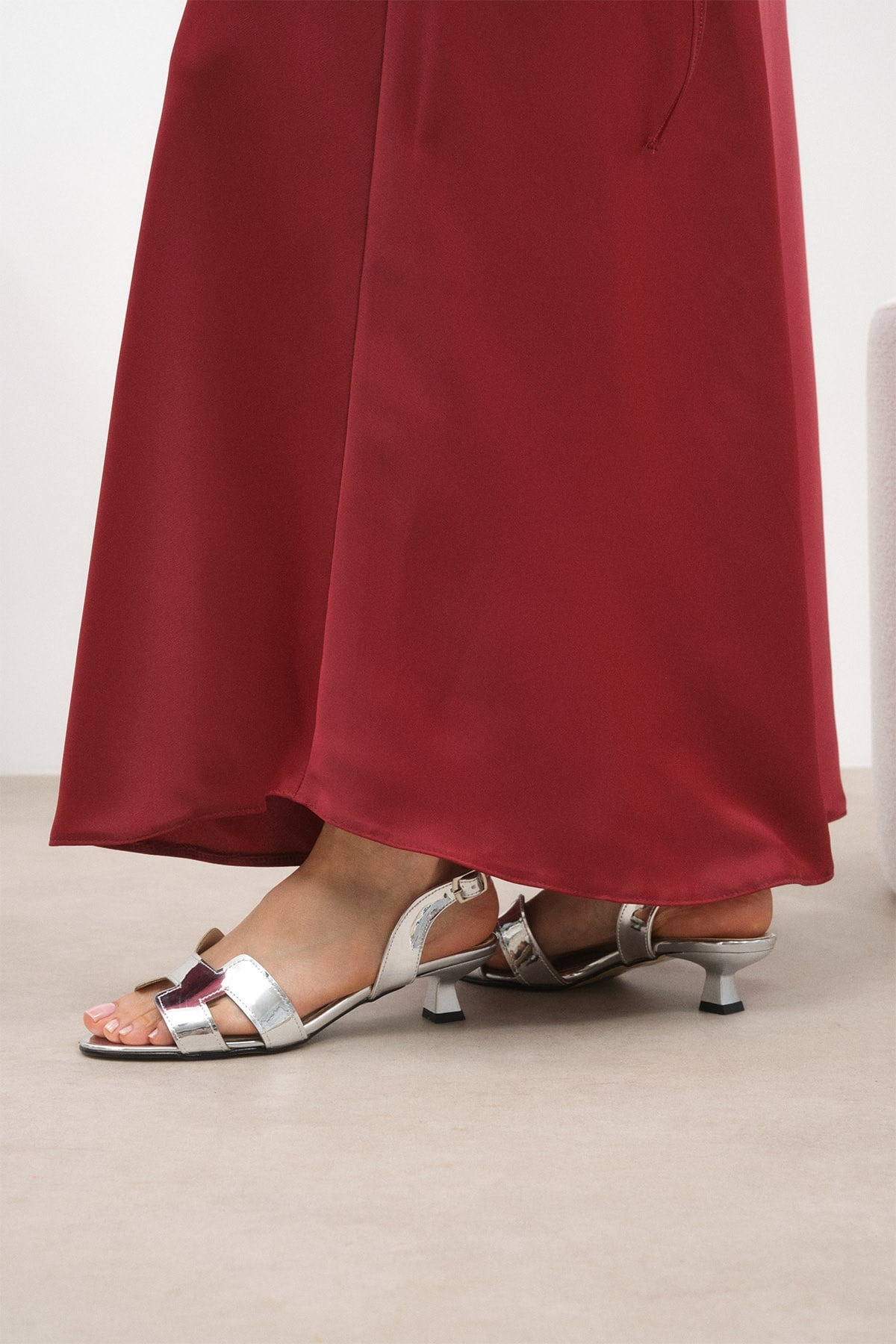Romy Silver Mini Heel Shoes
