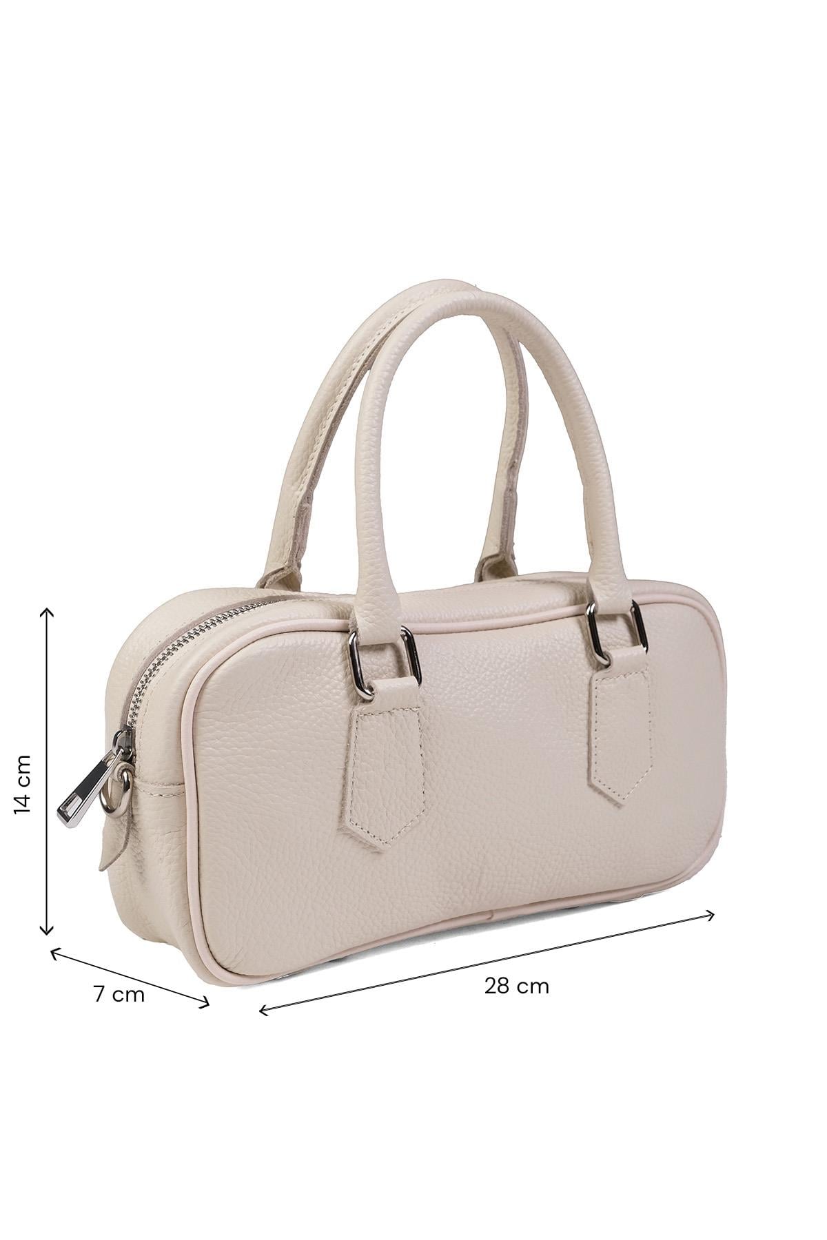 Hakiki Deri Bej Renk El Ve Kol Çantası