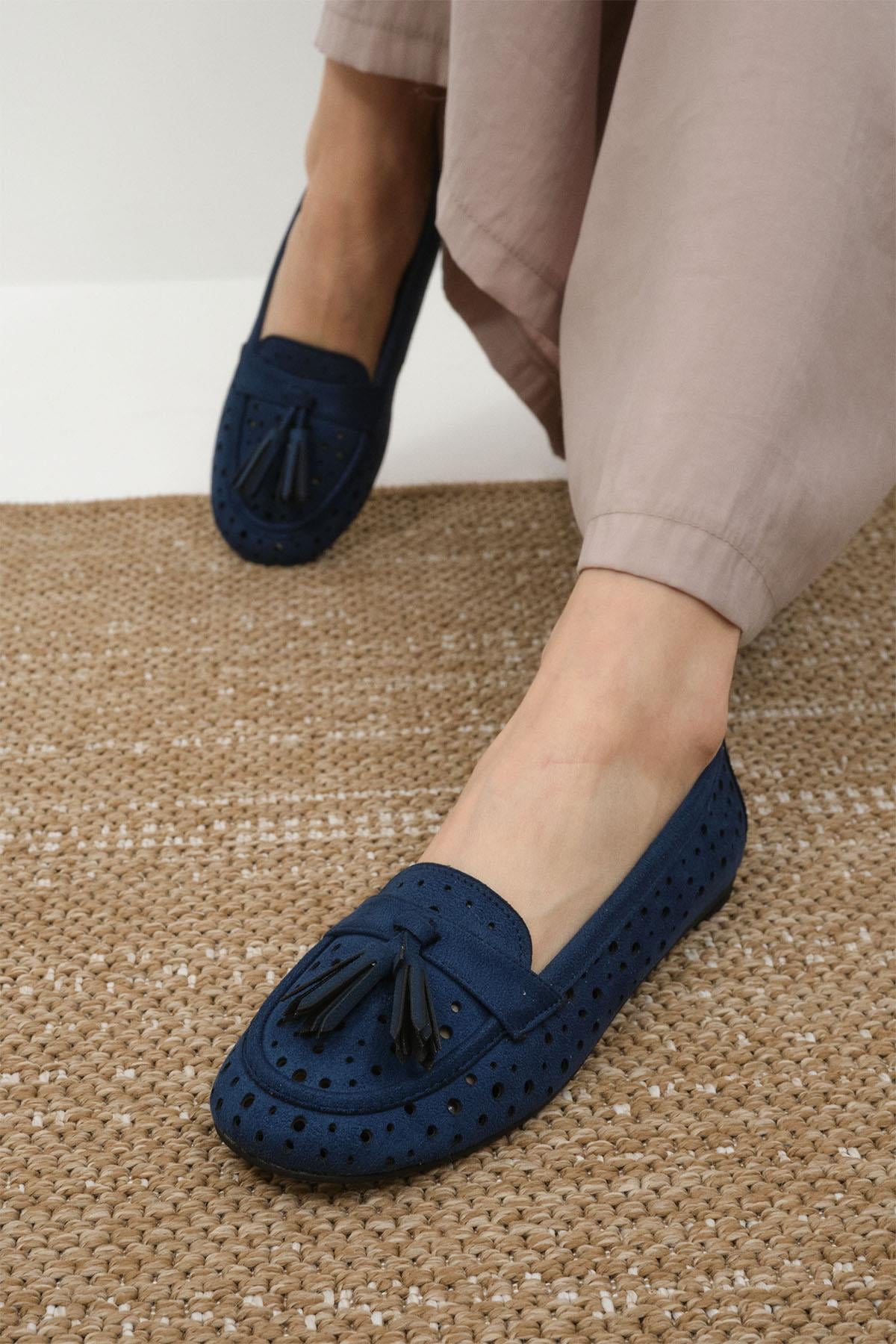 Hazel Lacivert Renk Püsküllü Loafer