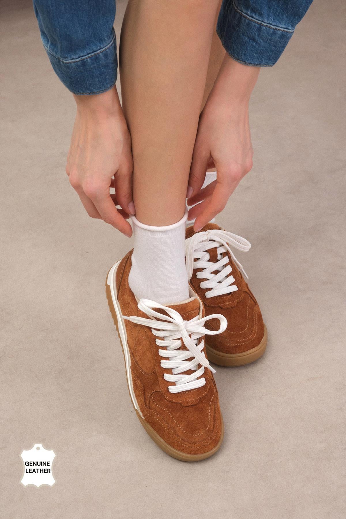 Nova Hakiki Deri Taba Renk Spor Ayakkabı