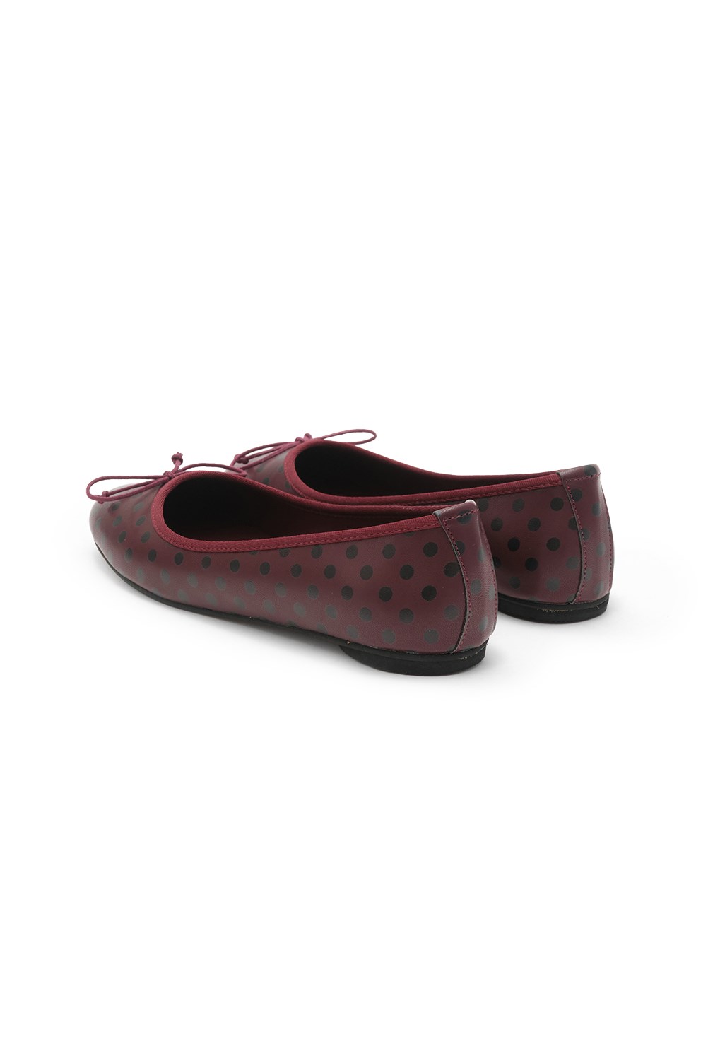Dotty Bordo Renk Puantiye Desenli Babet