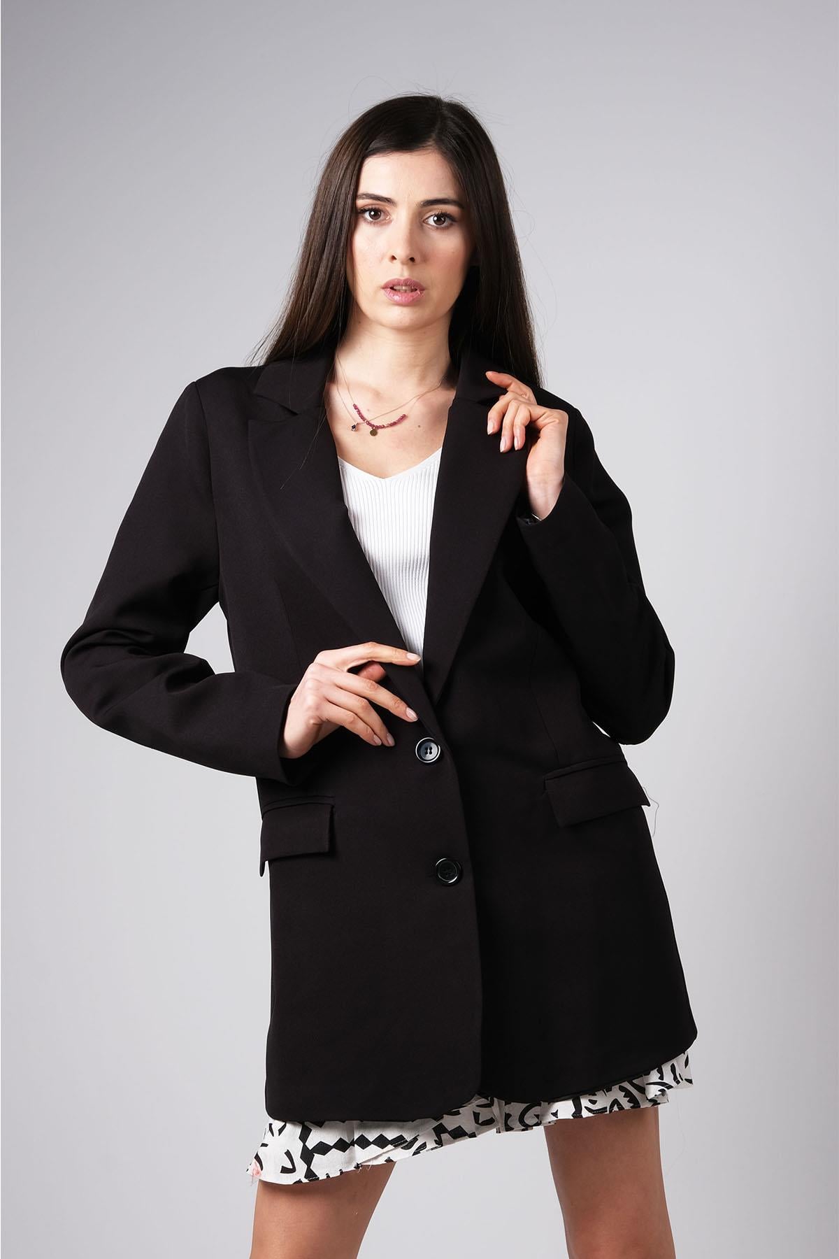 MIOROPA Siyah Renk Oversize Ceket