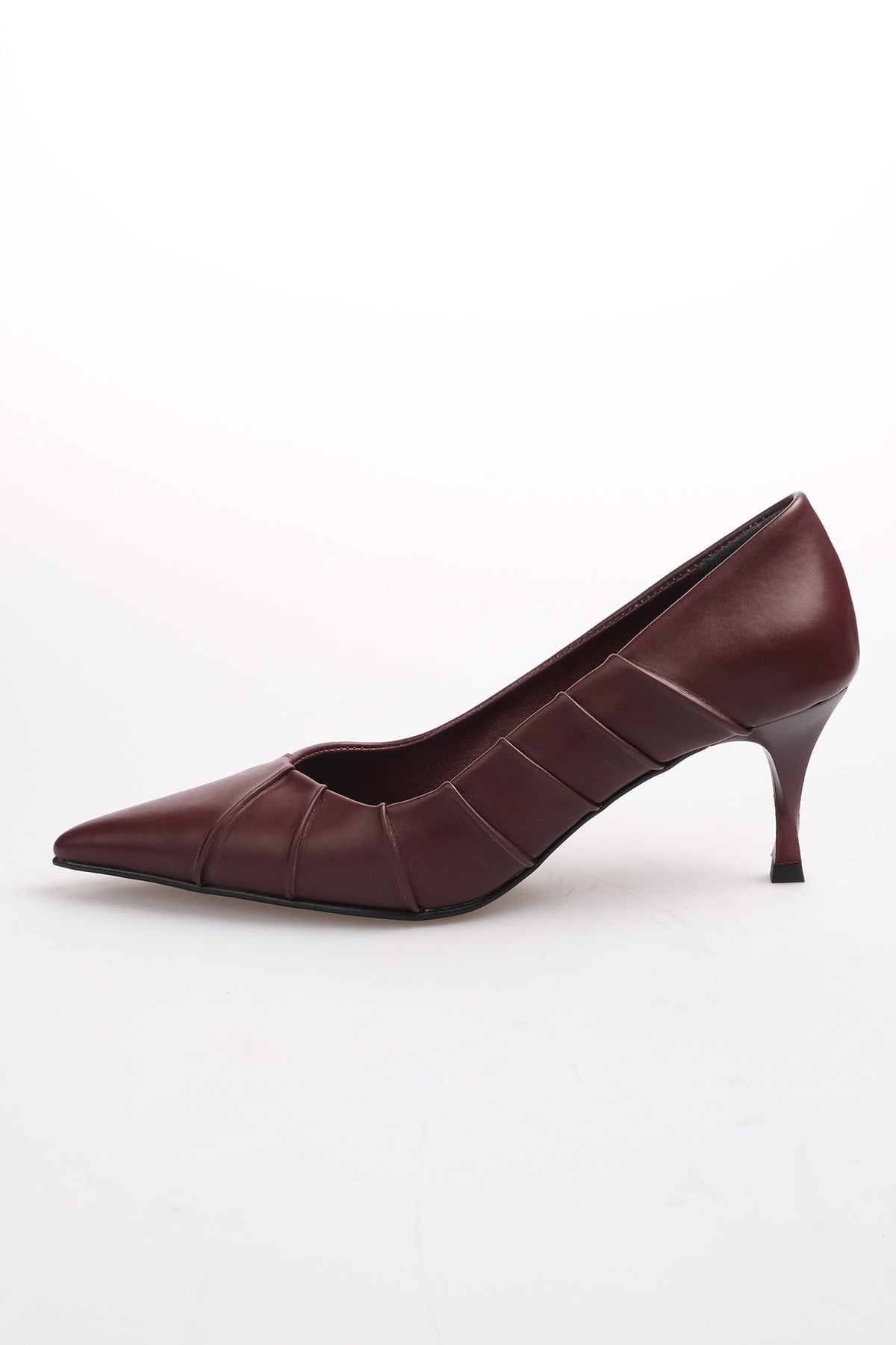 Nina Burgundy Shirred Heels