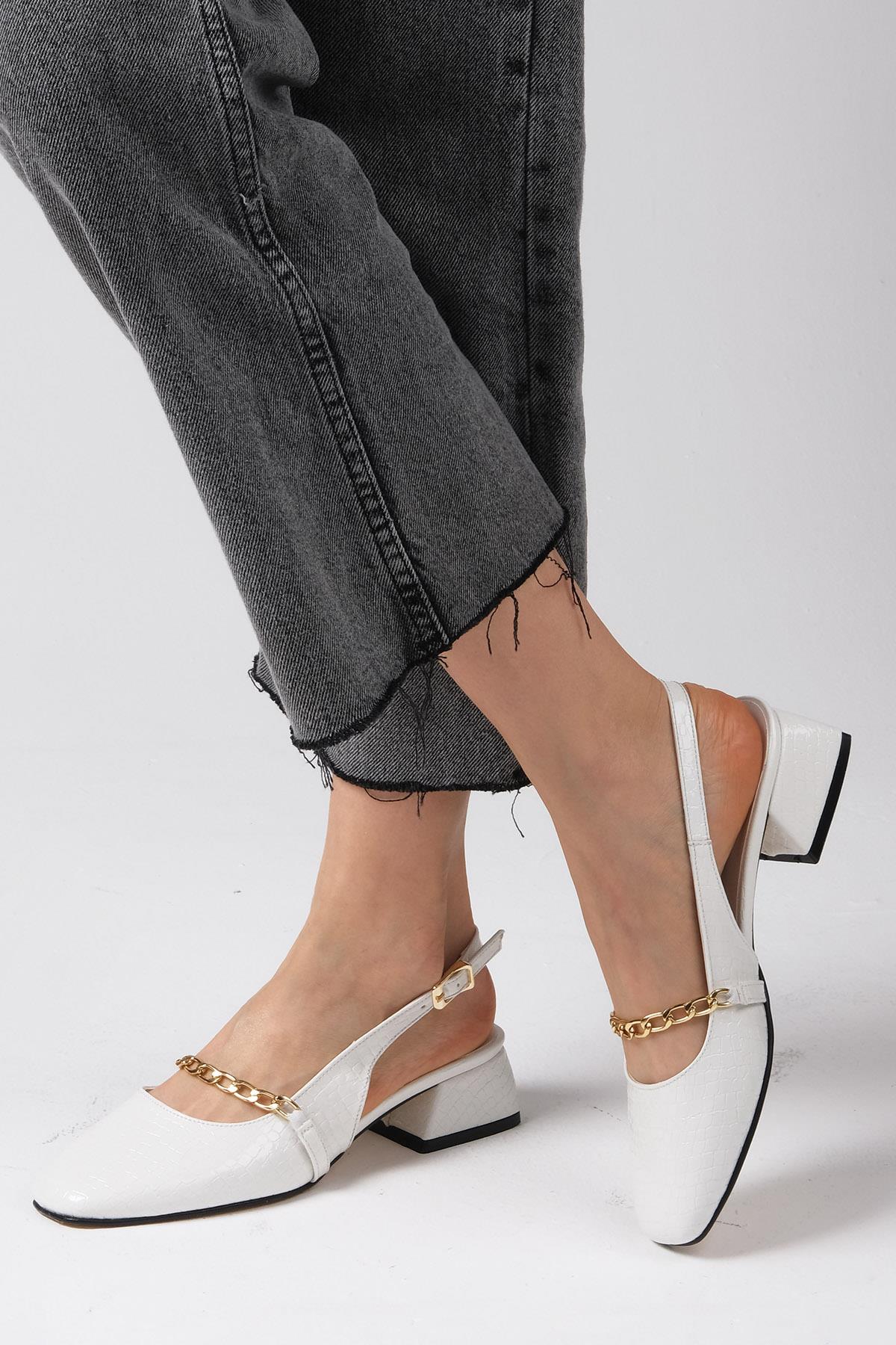 Renata White Color Short Heels