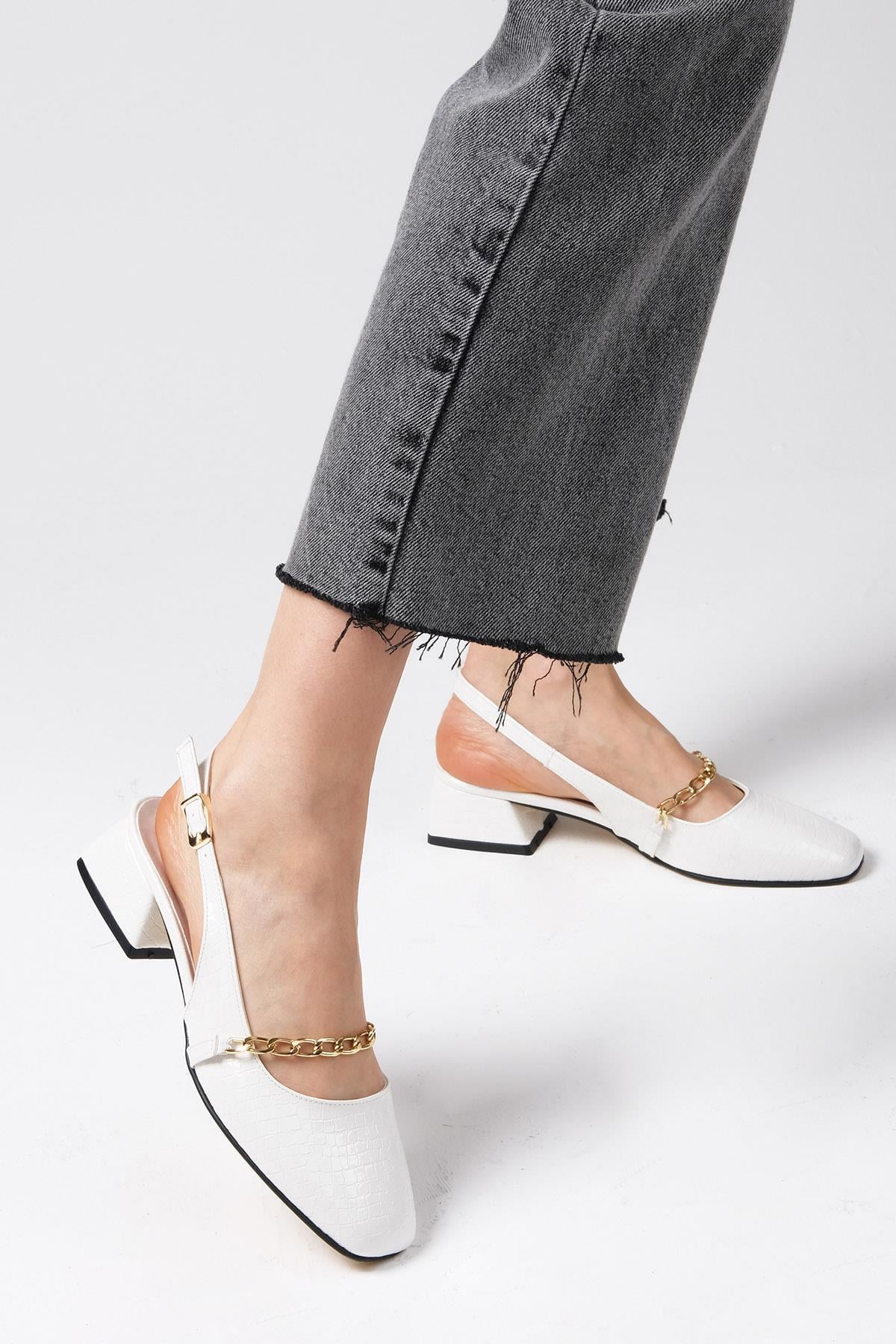 Renata White Color Short Heels