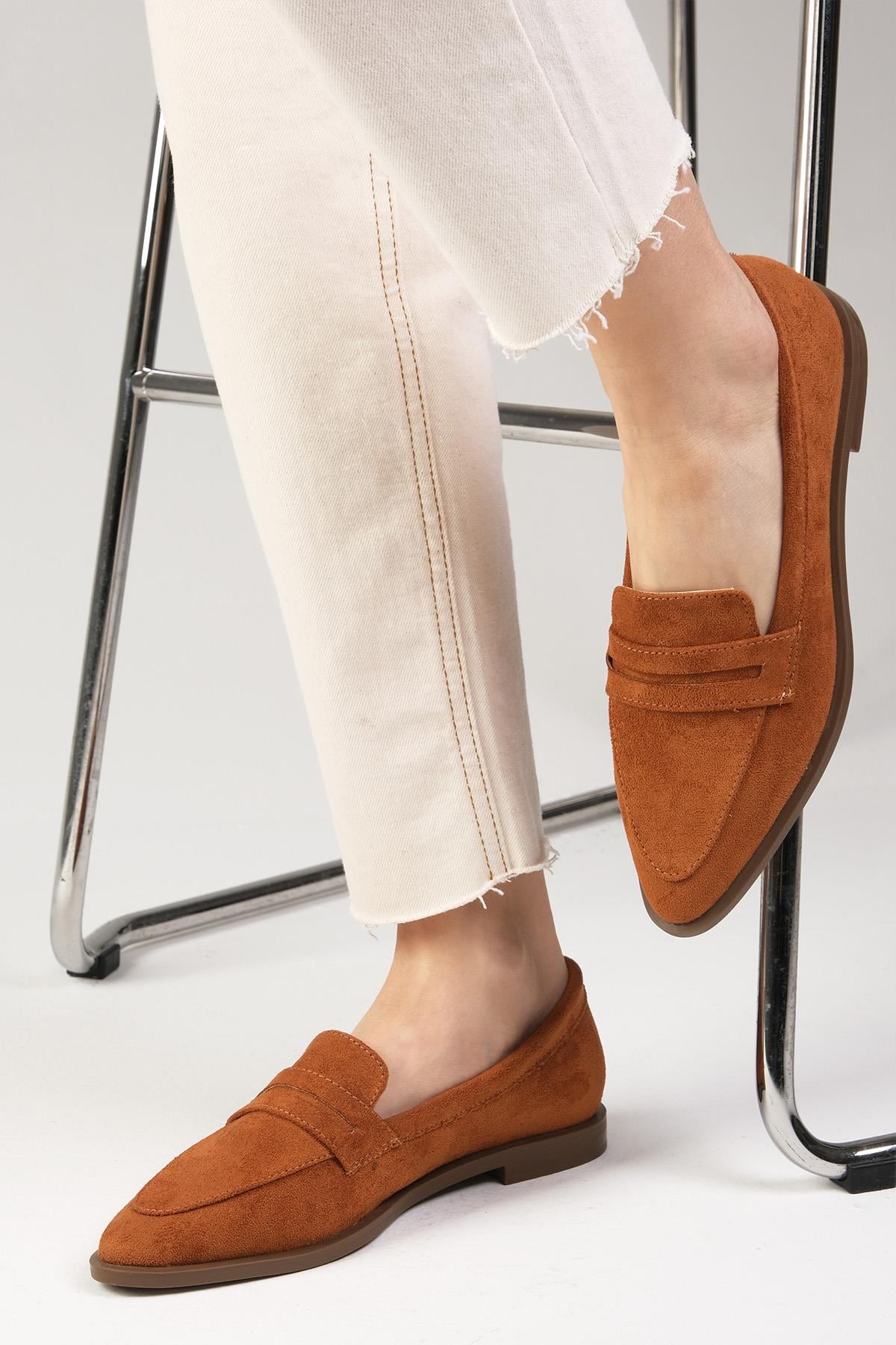 River Taba Renk Süet Loafer Ayakkabı