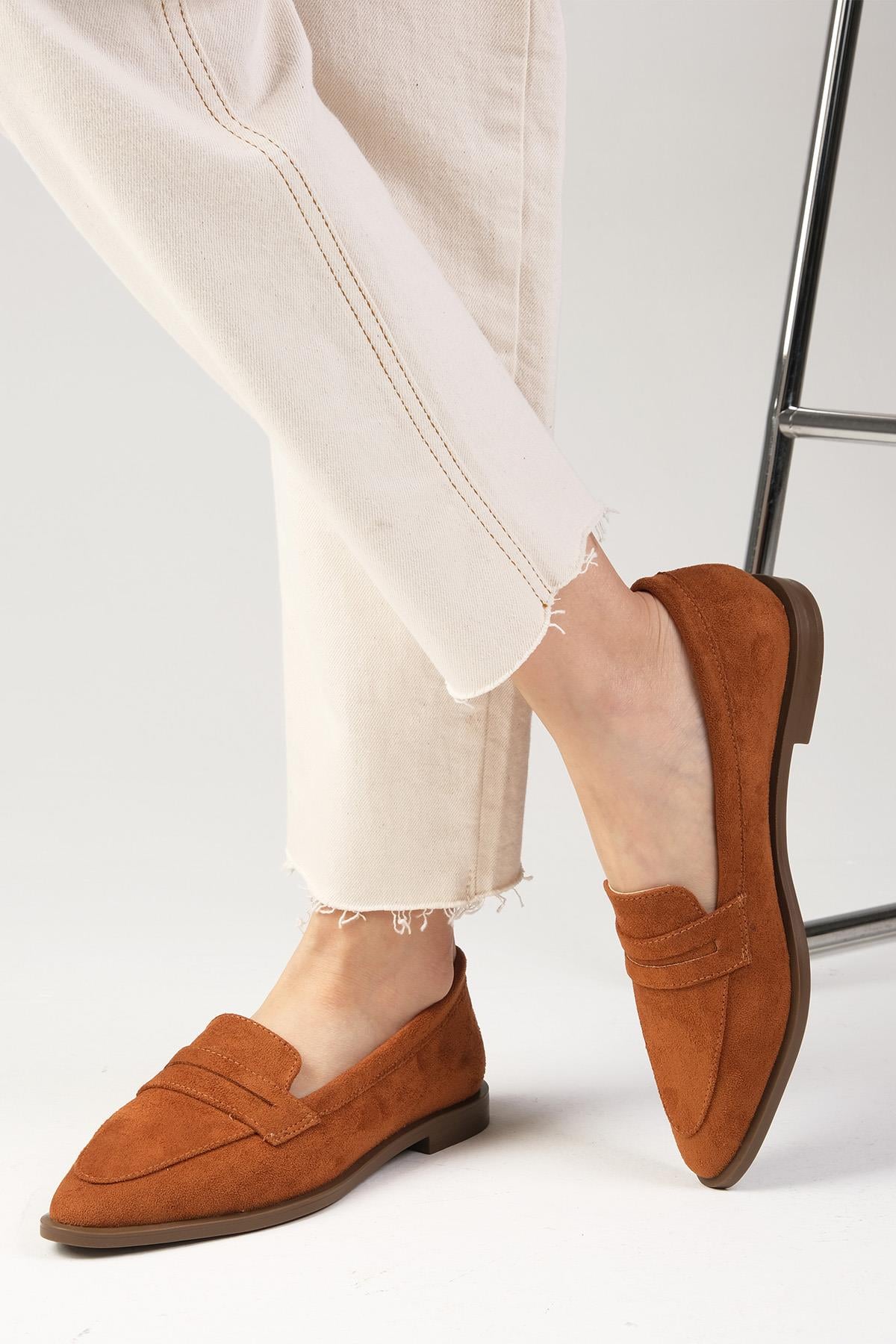 River Taba Renk Süet Loafer Ayakkabı