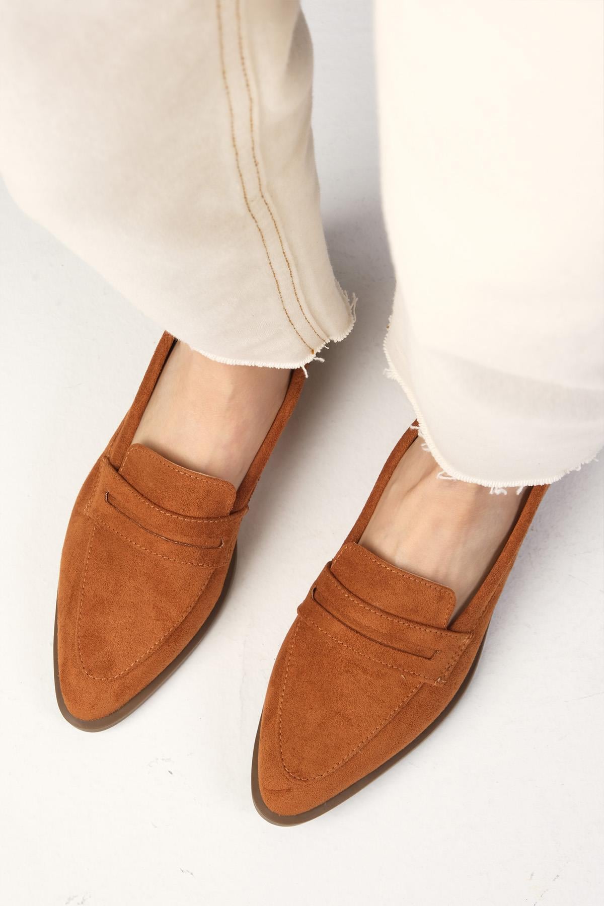 River Taba Renk Süet Loafer Ayakkabı