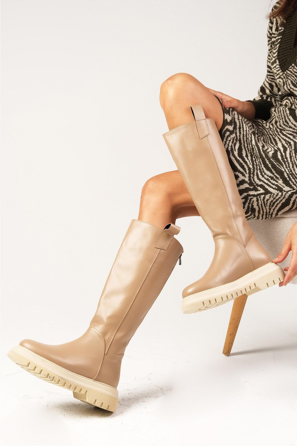 Veronica Vizon Renk Fermuarlı Postal Çizme