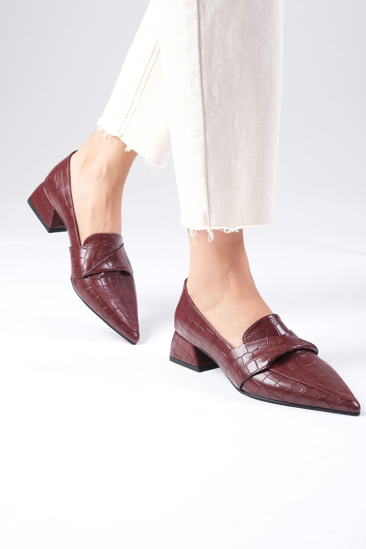 Vilda Burgundy Color Short Heels