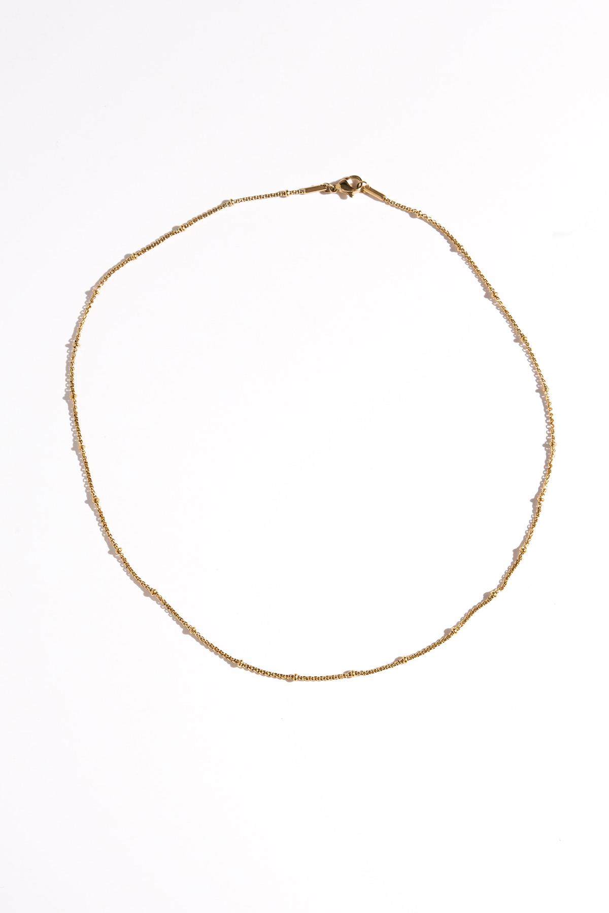 Altın Renk Sık Toplu Zincir Kolye