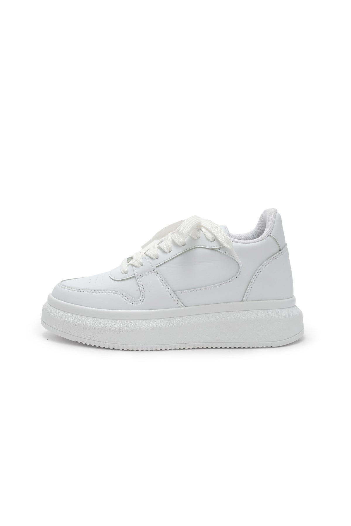 Secret 7 cm Boy Yükselten Dikiş Detaylı Beyaz Sneaker