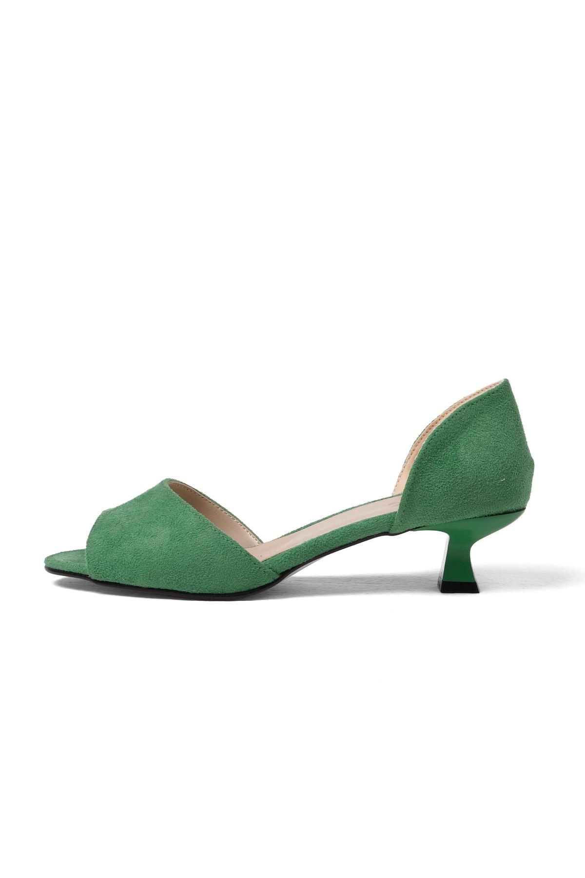 Adrian Yeşil Renk Kısa Topuklu Ayakkabı