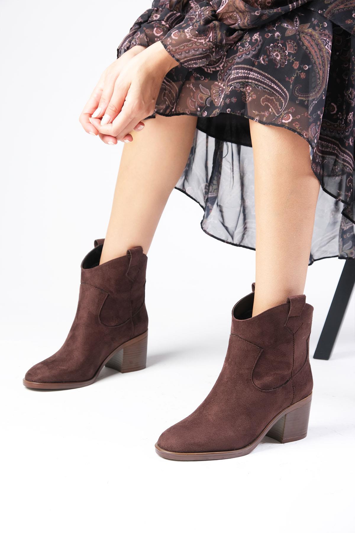 Alessia Western Kahverengi Topuklu Bot