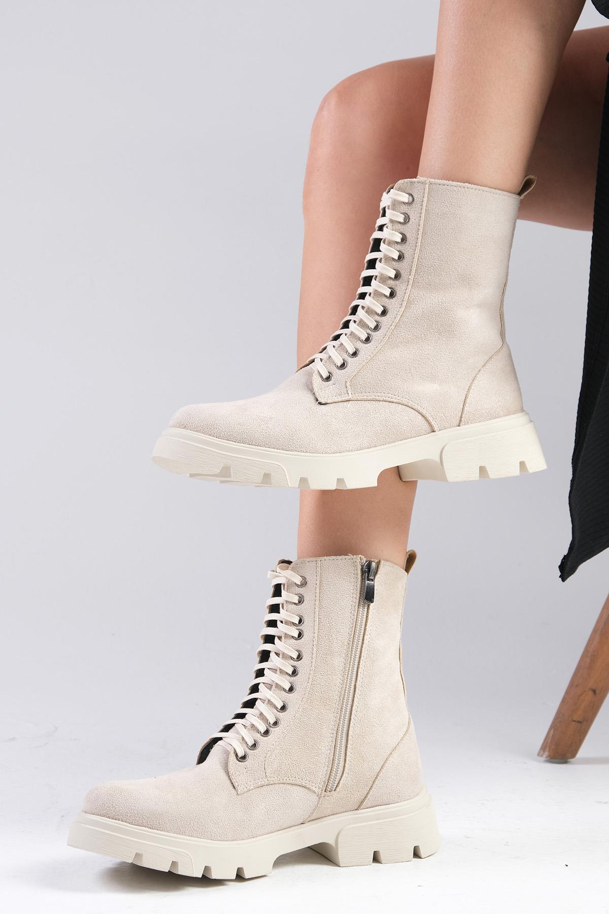 Alvina Bej Renk Süet Postal Bot