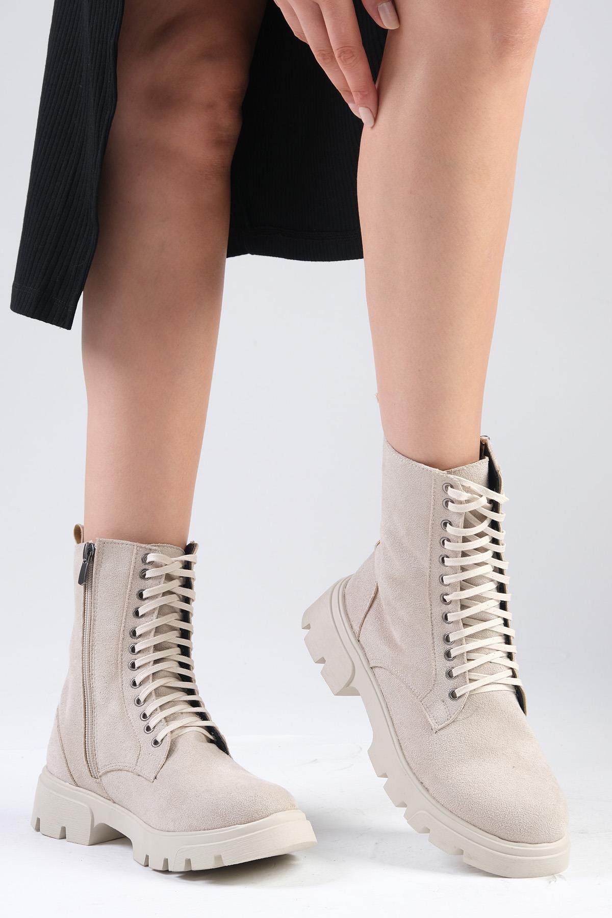 Alvina Bej Renk Süet Postal Bot