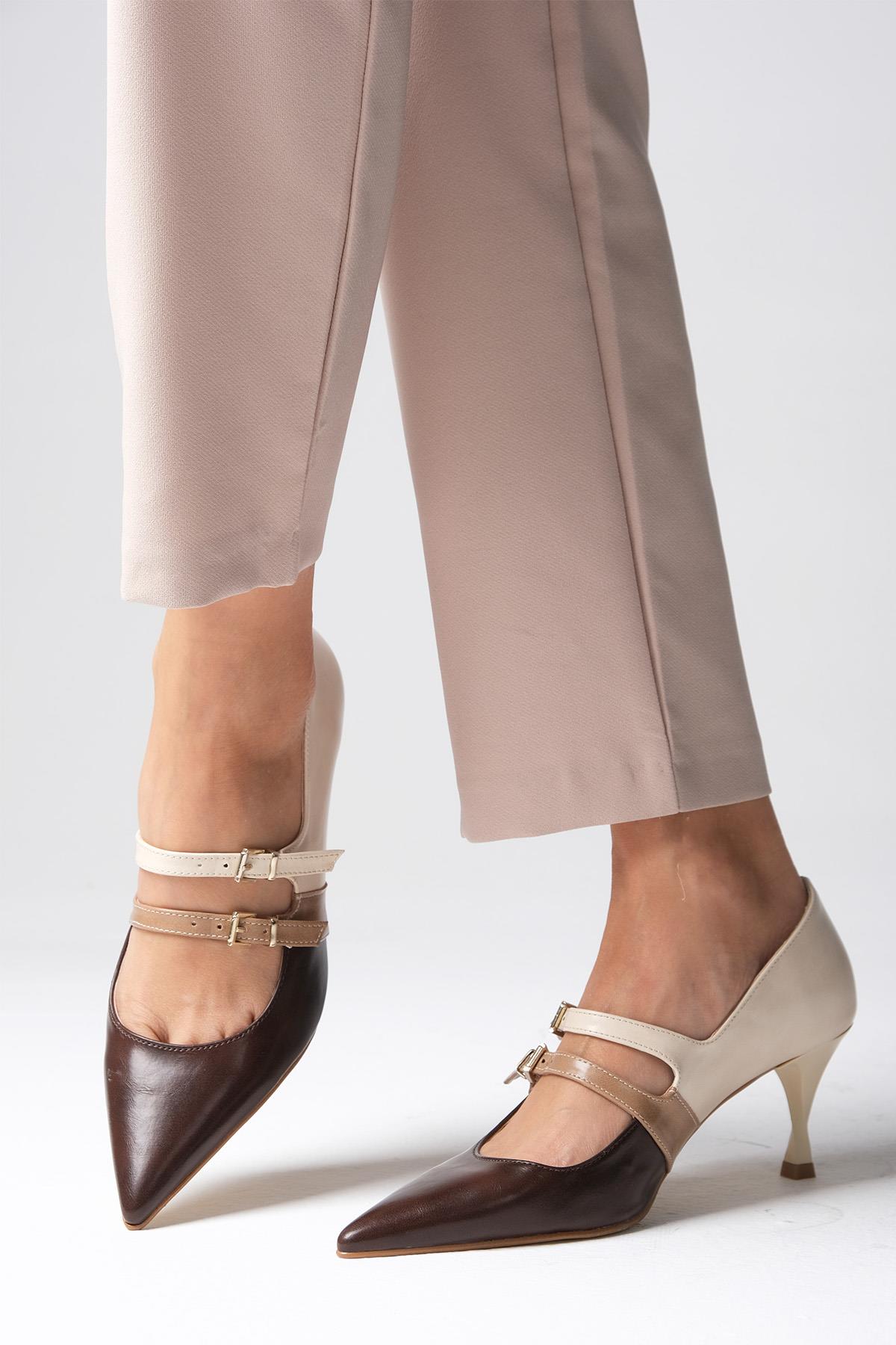 Amber Kahverengi Topuklu Ayakkabı