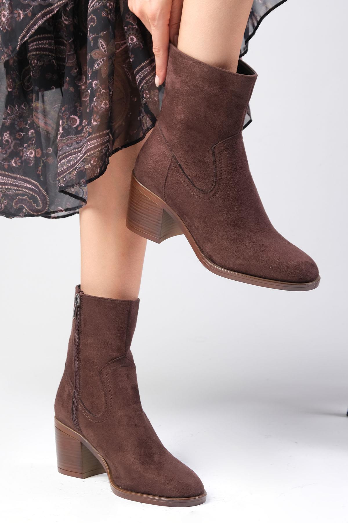 Amory Kahverengi Kalın Topuklu Bot