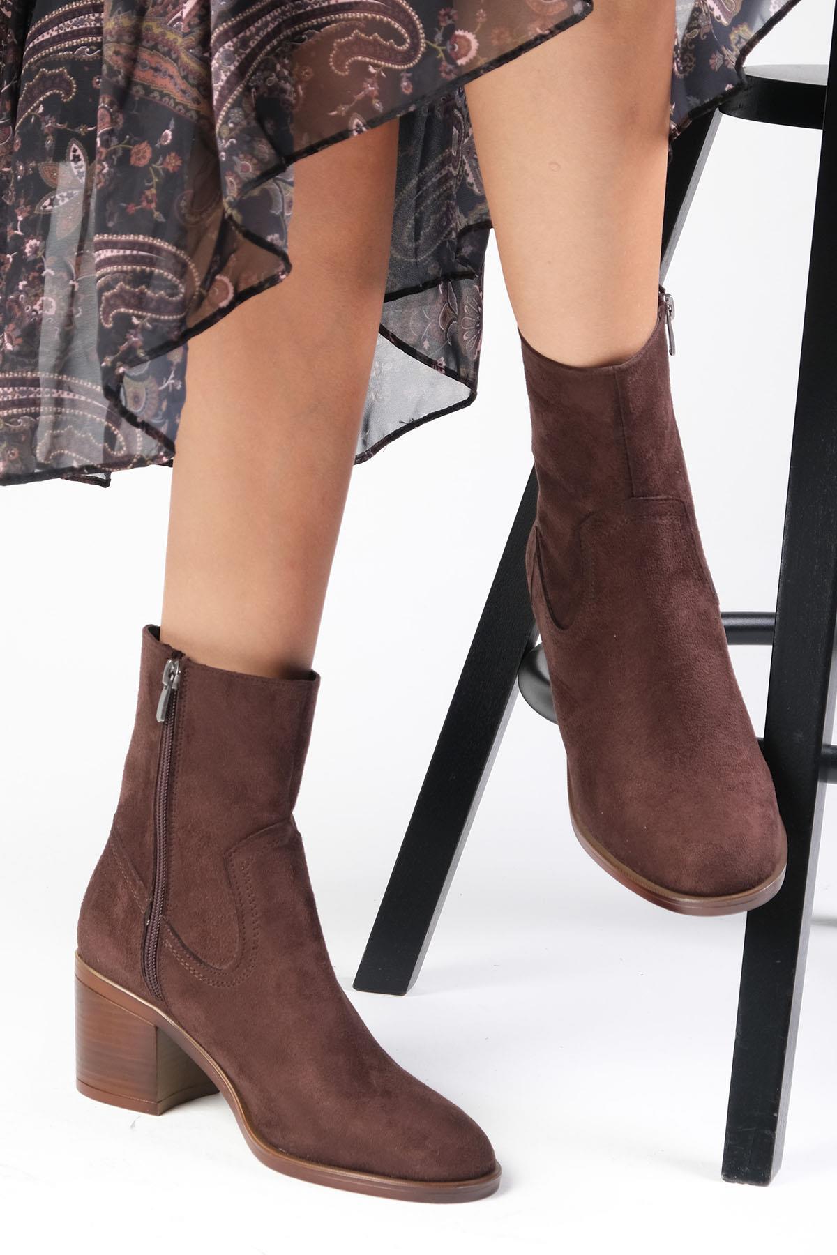 Amory Kahverengi Kalın Topuklu Bot