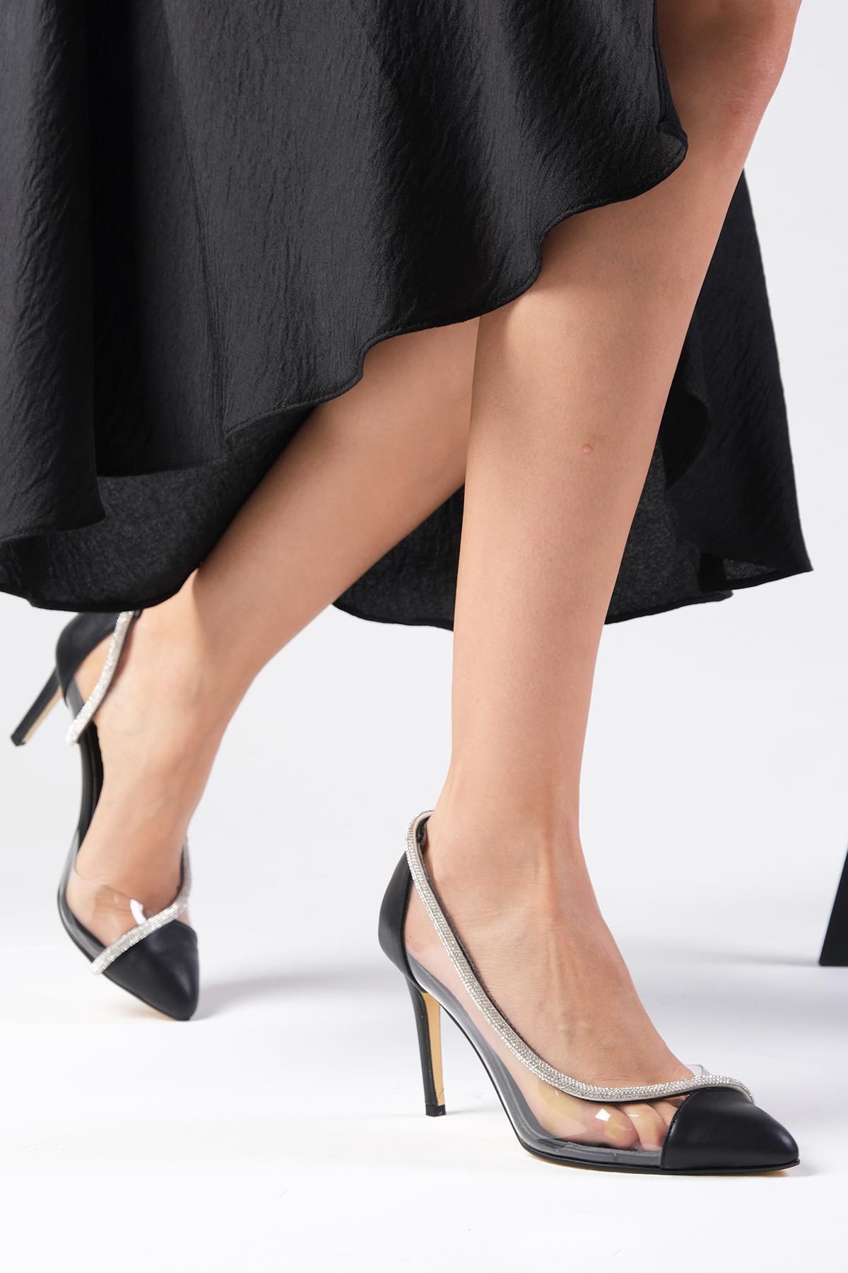 Anastasia Hakiki Deri Siyah Abiye Ayakkabı