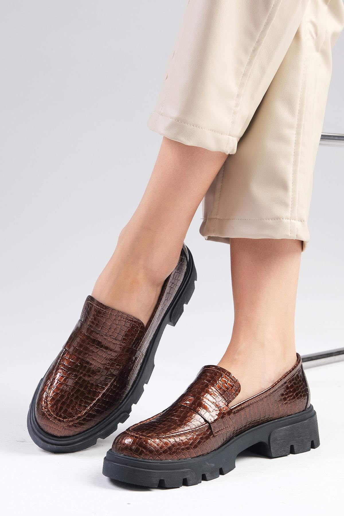 Andrea Kahverengi Kalın Tabanlı Oxford Ayakkabı