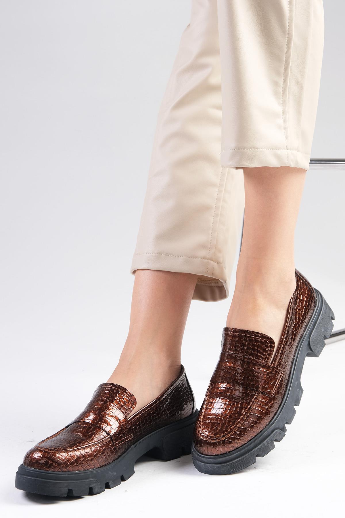 Andrea Kahverengi Kalın Tabanlı Oxford Ayakkabı