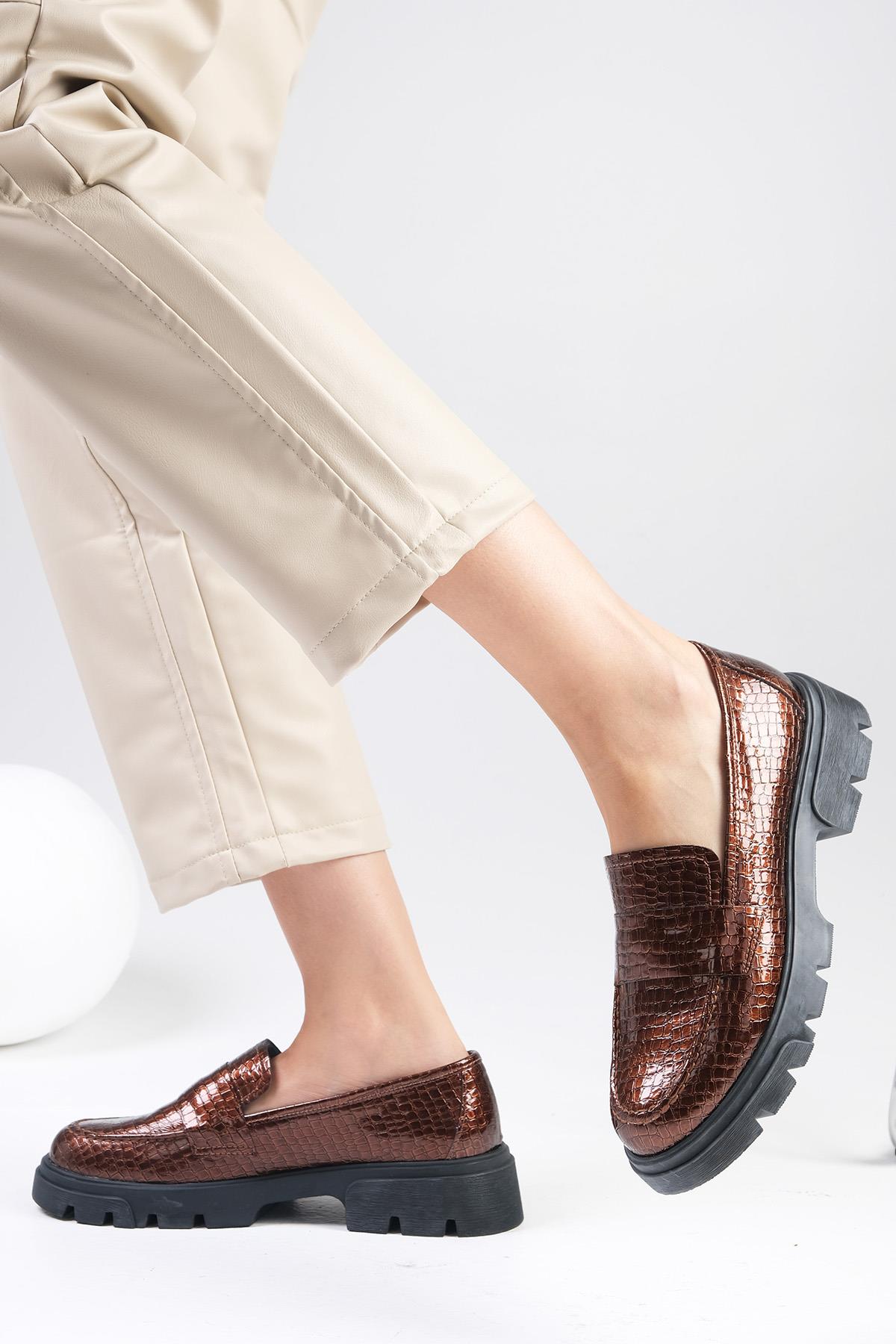 Andrea Kahverengi Kalın Tabanlı Oxford Ayakkabı