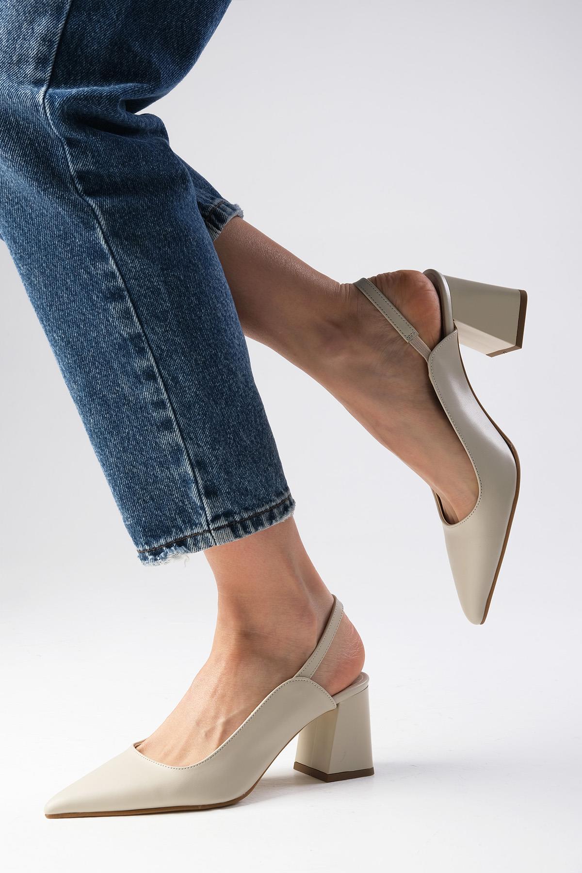 Anette Bej Renk Arkası Açık Topuklu Ayakkabı