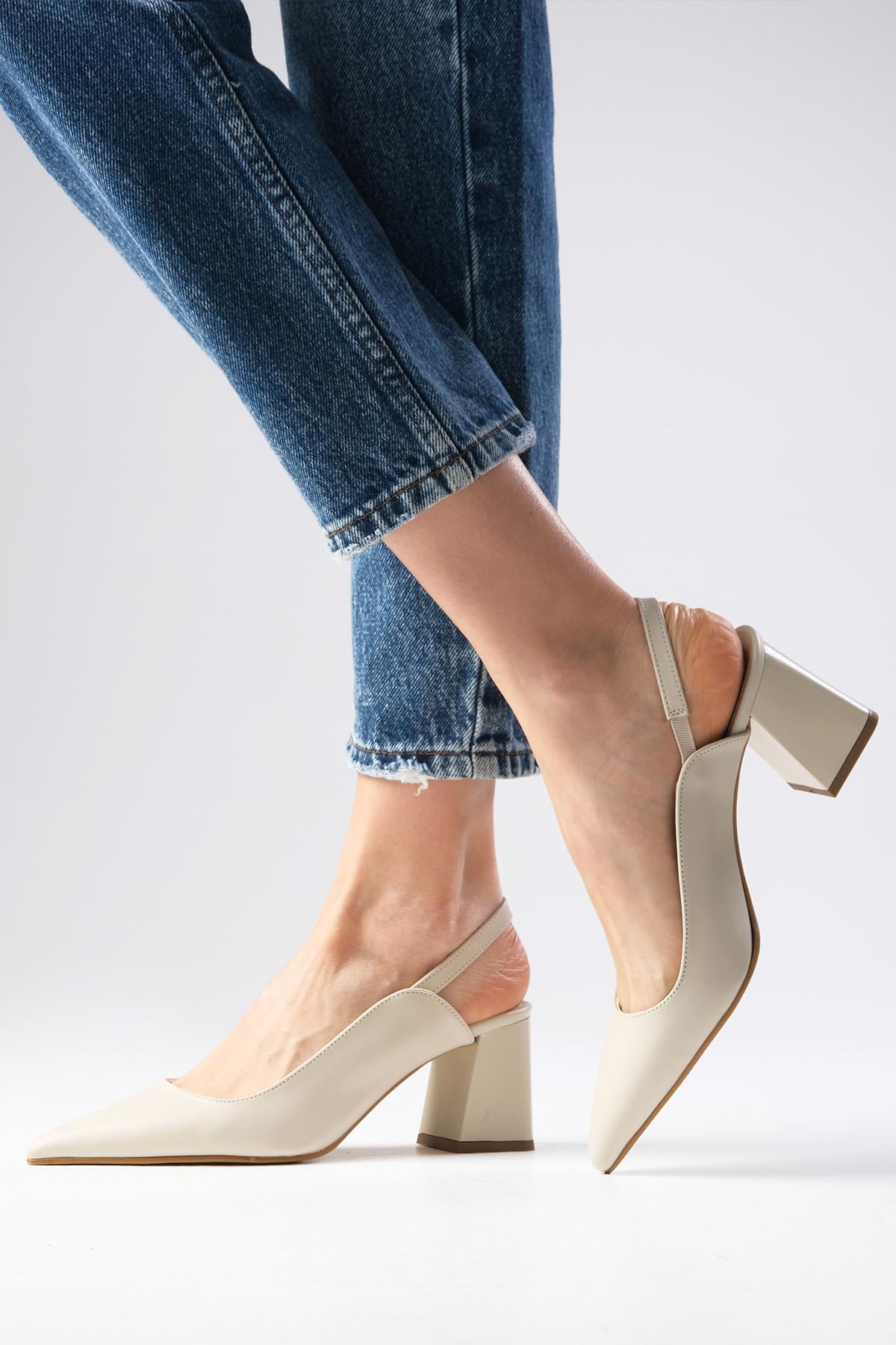 Anette Bej Renk Arkası Açık Topuklu Ayakkabı