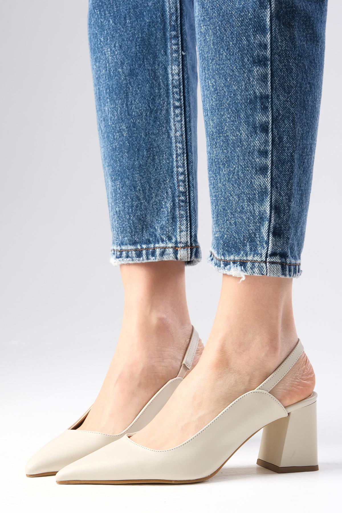 Anette Bej Renk Arkası Açık Topuklu Ayakkabı