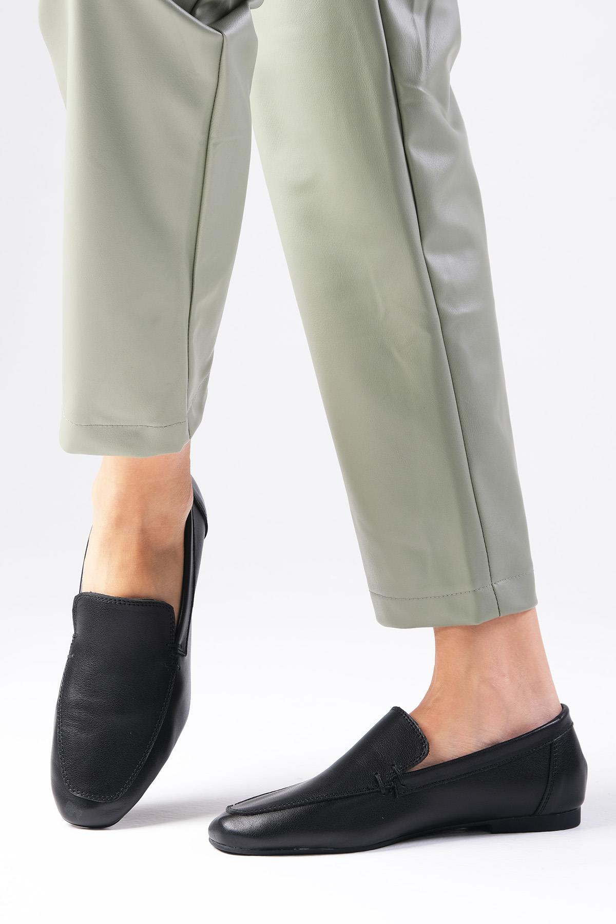 Aria Hakiki Deri Siyah Renk Loafer