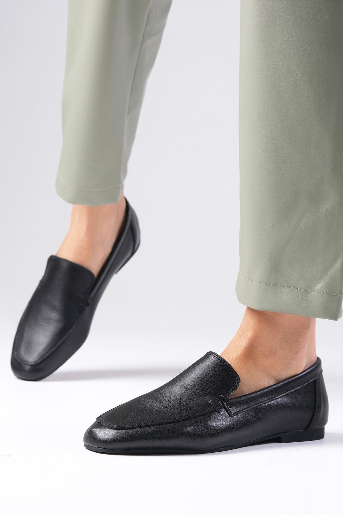 Aria Hakiki Deri Siyah Renk Loafer