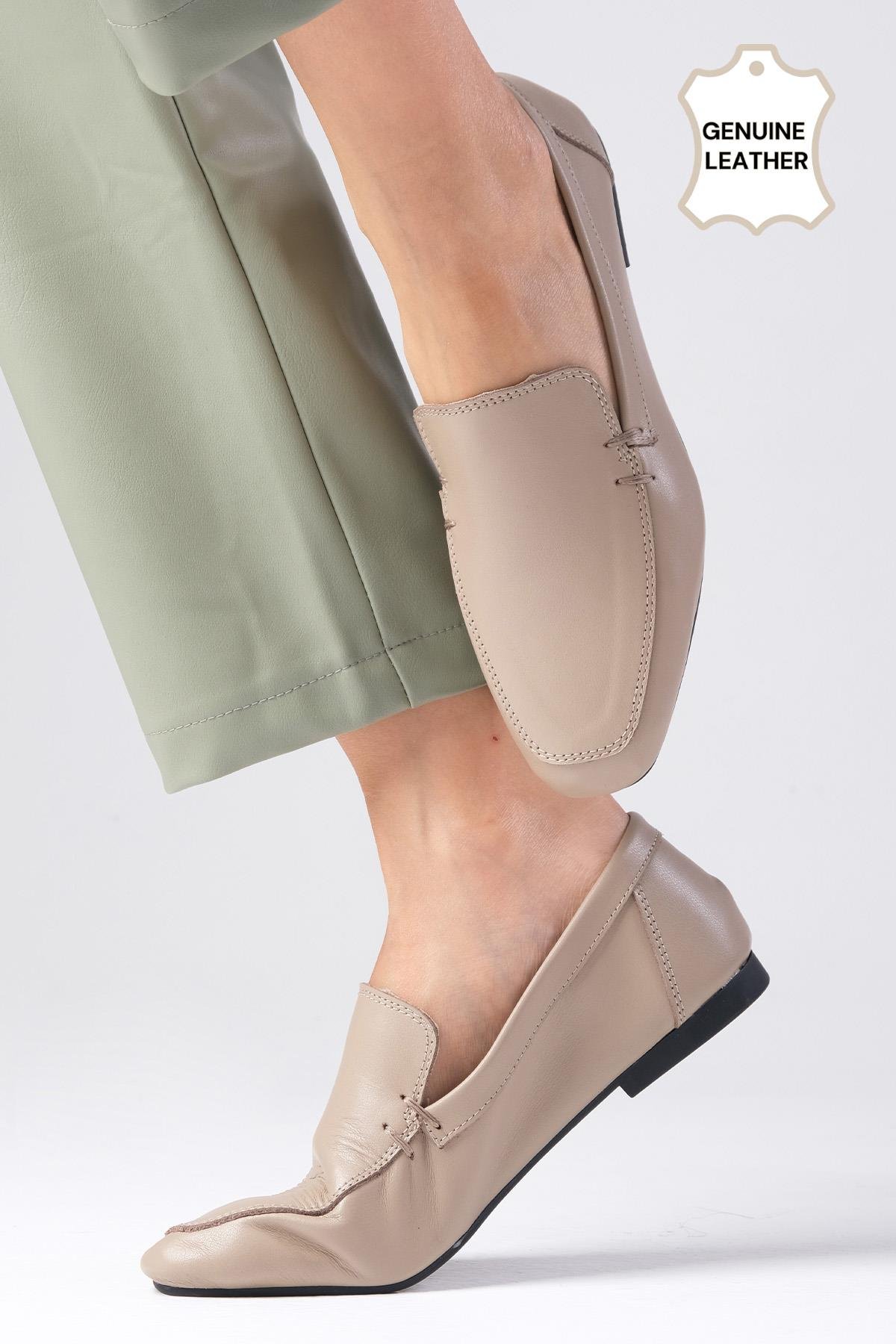 Aria Hakiki Deri Vizon Renk Loafer