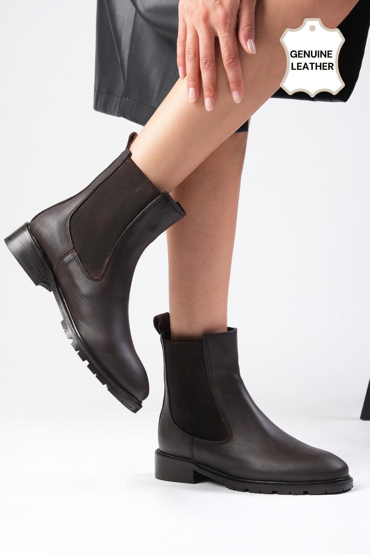 Ario Oval Burun Kahverengi Lastikli  Bot