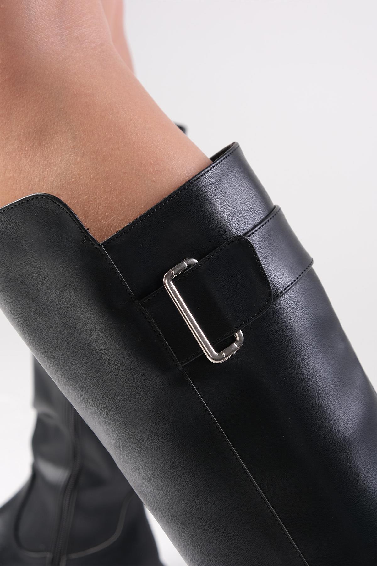 Arya Siyah Renk Fermuarlı Postal Çizme