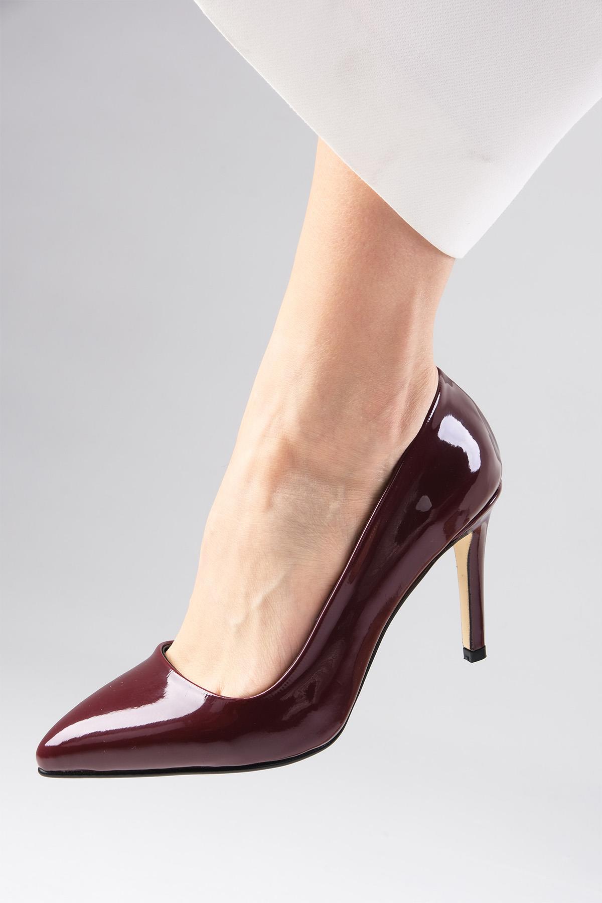 Basic Bordo Renk Rugan Stiletto