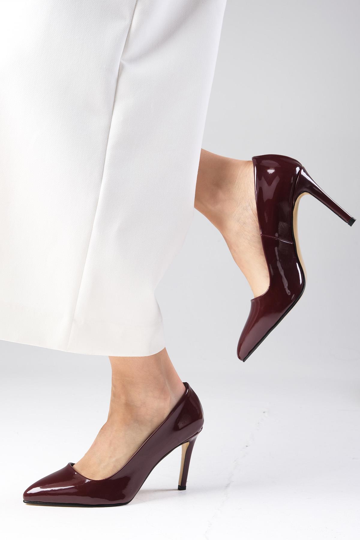 Basic Bordo Renk Rugan Stiletto