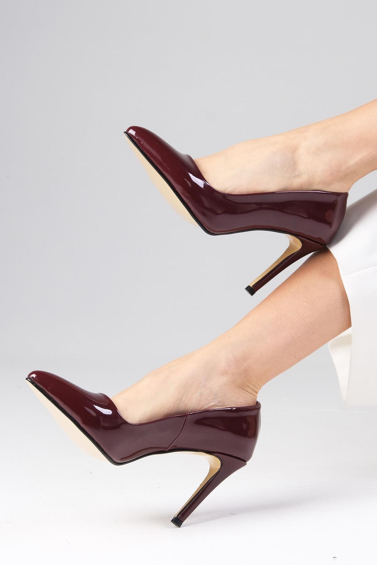 Basic Bordo Renk Rugan Stiletto