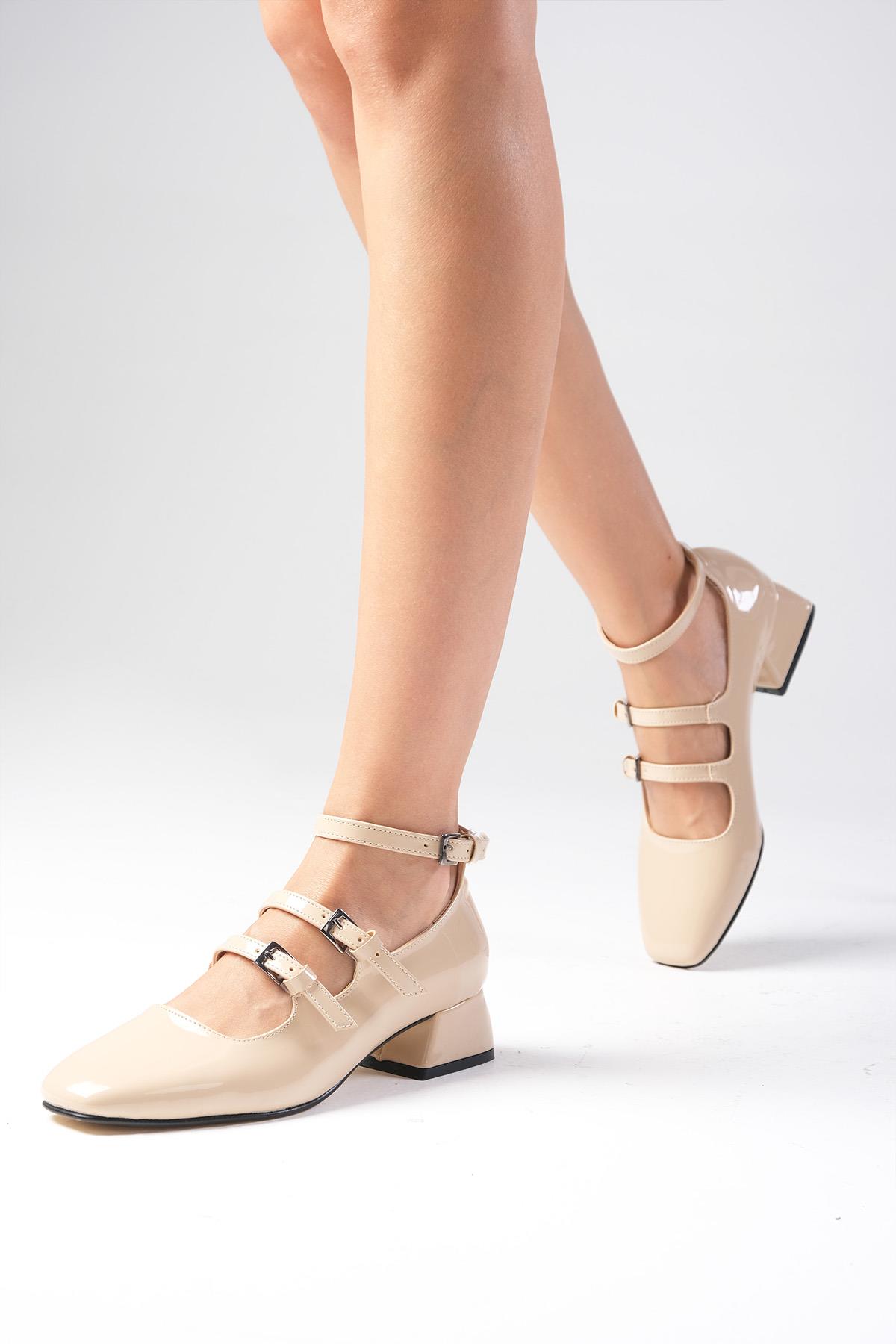 Baylee Ten Rengi Rugan Kısa Topuklu Ayakkabı