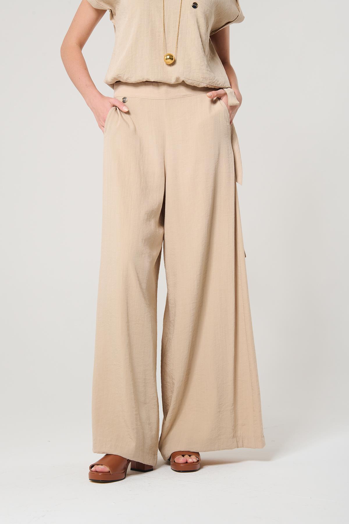 Bej Renk Palazzo Pantolon