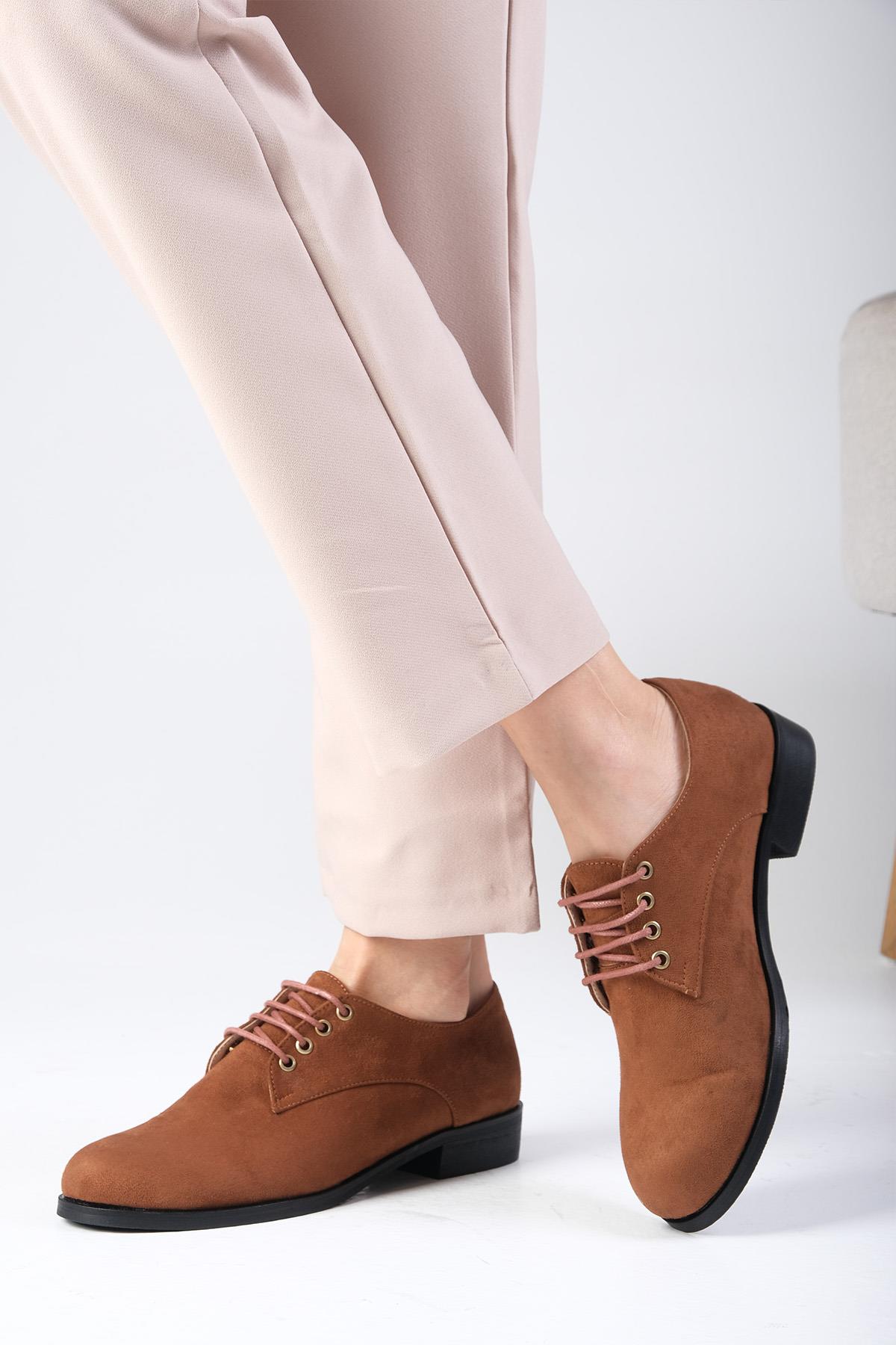 Berta Taba Renk Süet Oxford Ayakkabı