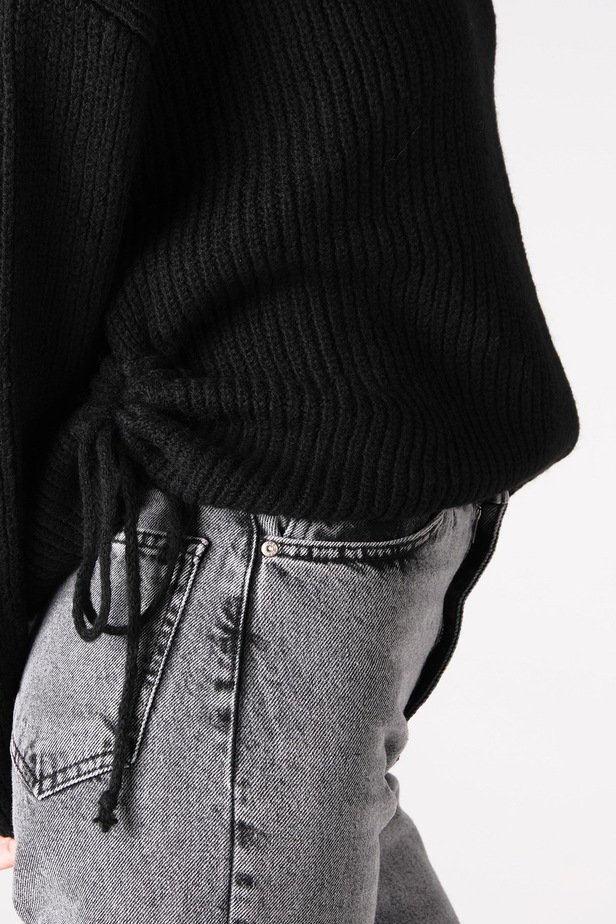 MIOROPA Bisiklet Yaka Siyah Triko Kazak